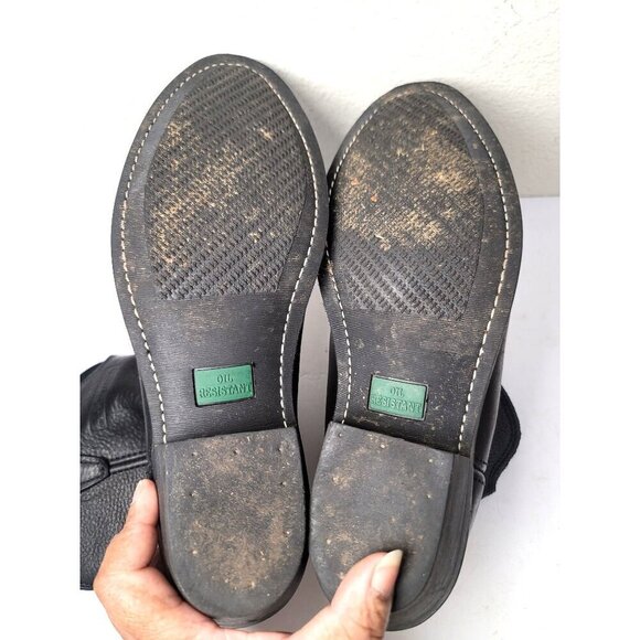 Vintage Black Soft Leather Flame  AND Oil Resistant Engineer Wester Boots Size 1 - Picture 7 of 15